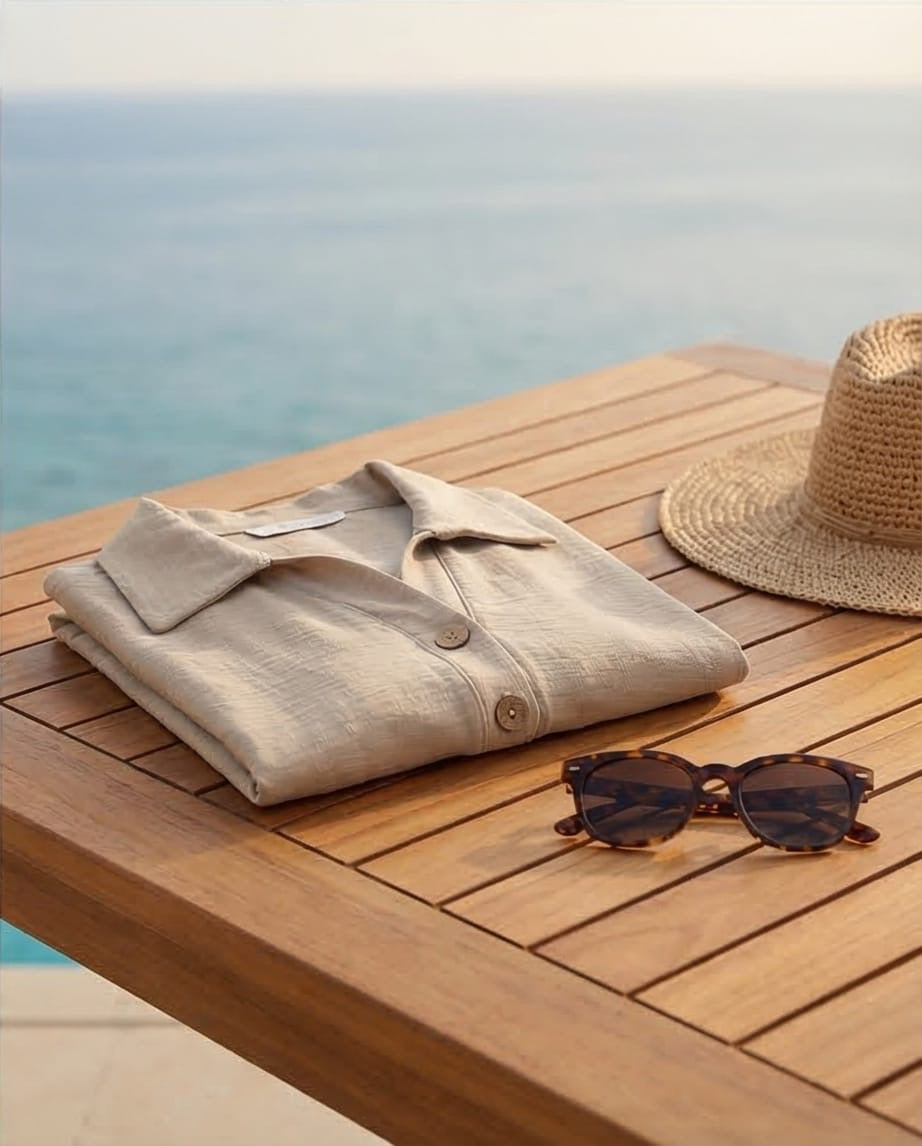 חולצת BREEZE פשתן 100% צבע אבן