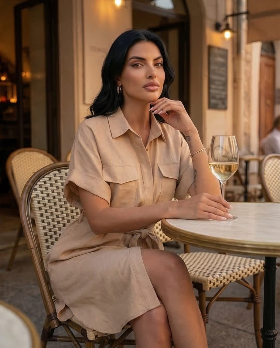 שמלת Siena – גזרת שירט משוחררת עם חגורה