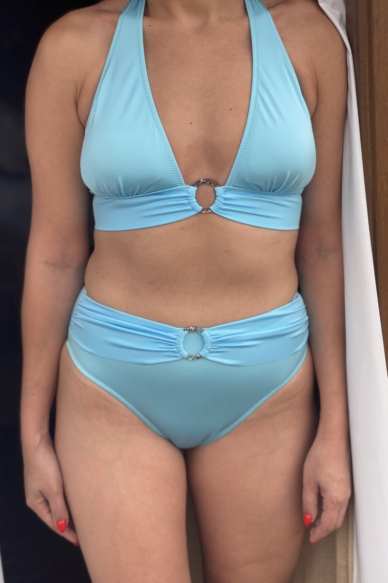 תחתון ביקיני גבוה צבע תכלת דגם מלדיביים