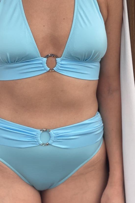 תחתון ביקיני גבוה צבע תכלת דגם מלדיביים