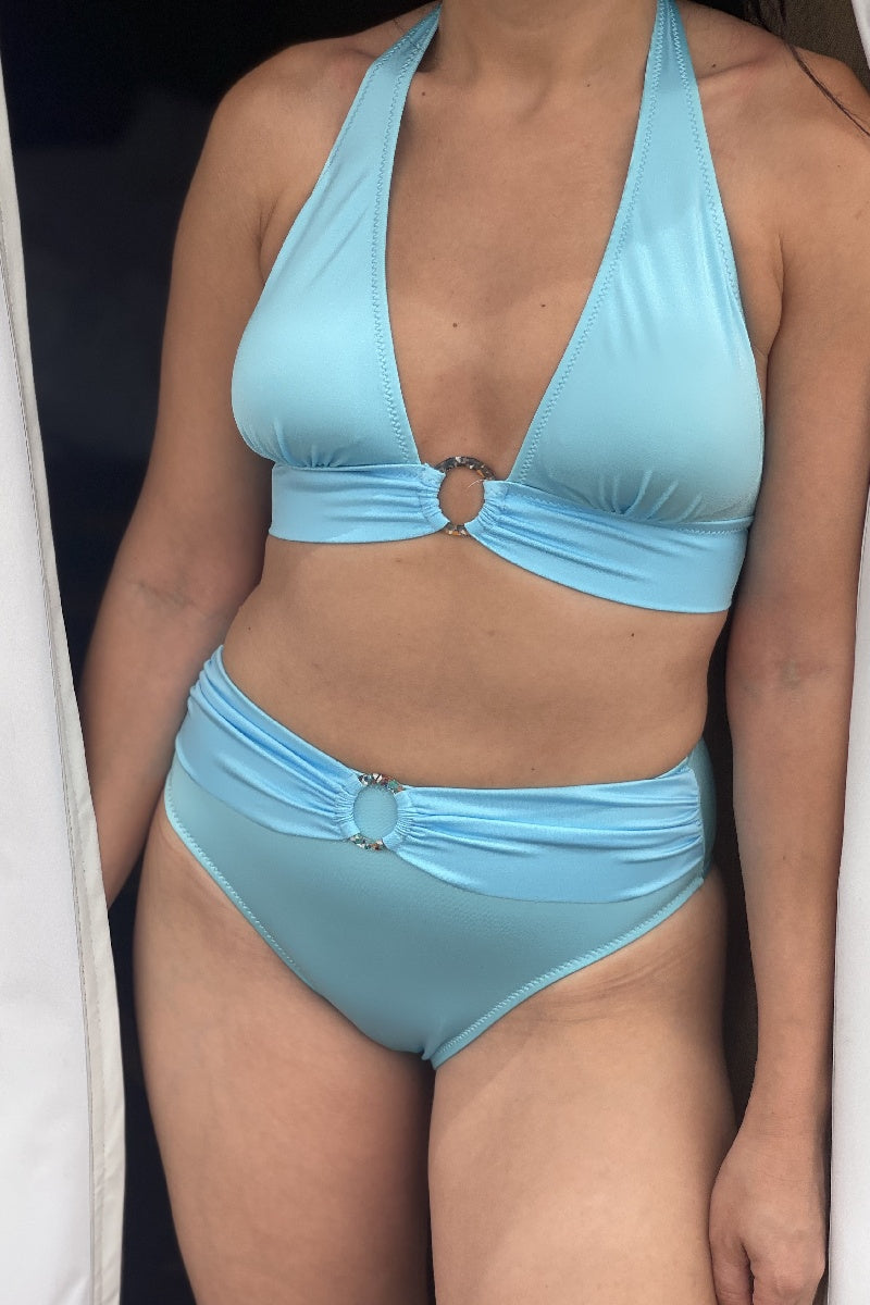 תחתון ביקיני גבוה צבע תכלת דגם מלדיביים