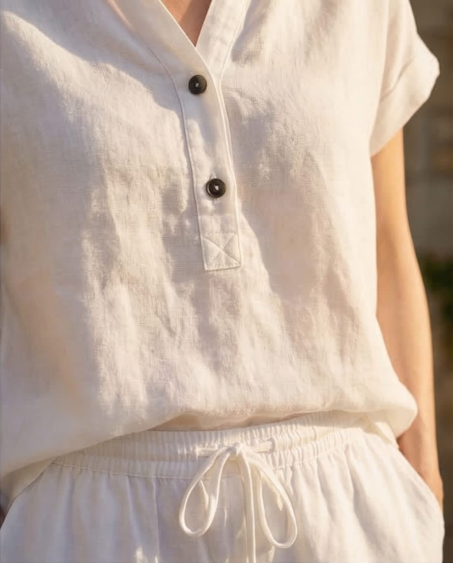 מכנס ברמודה כותנה – לבן