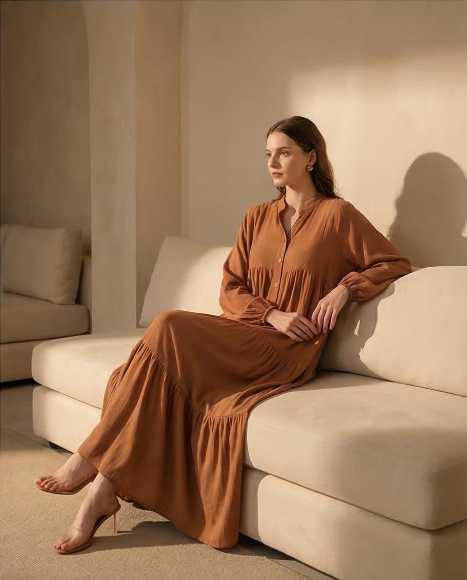 שמלת מקסי קמל ריזורט