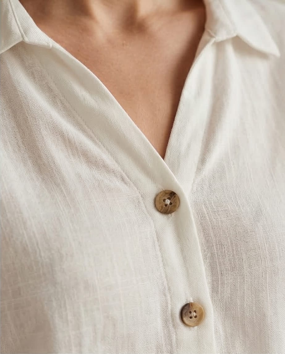 חולצת BREEZE פשתן 100% צבע לבן