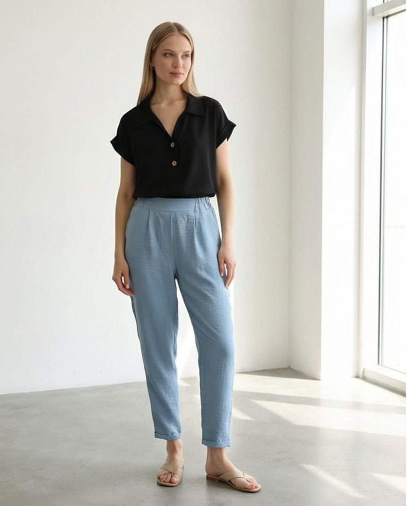 חולצת BREEZE פשתן 100% צבע שחור