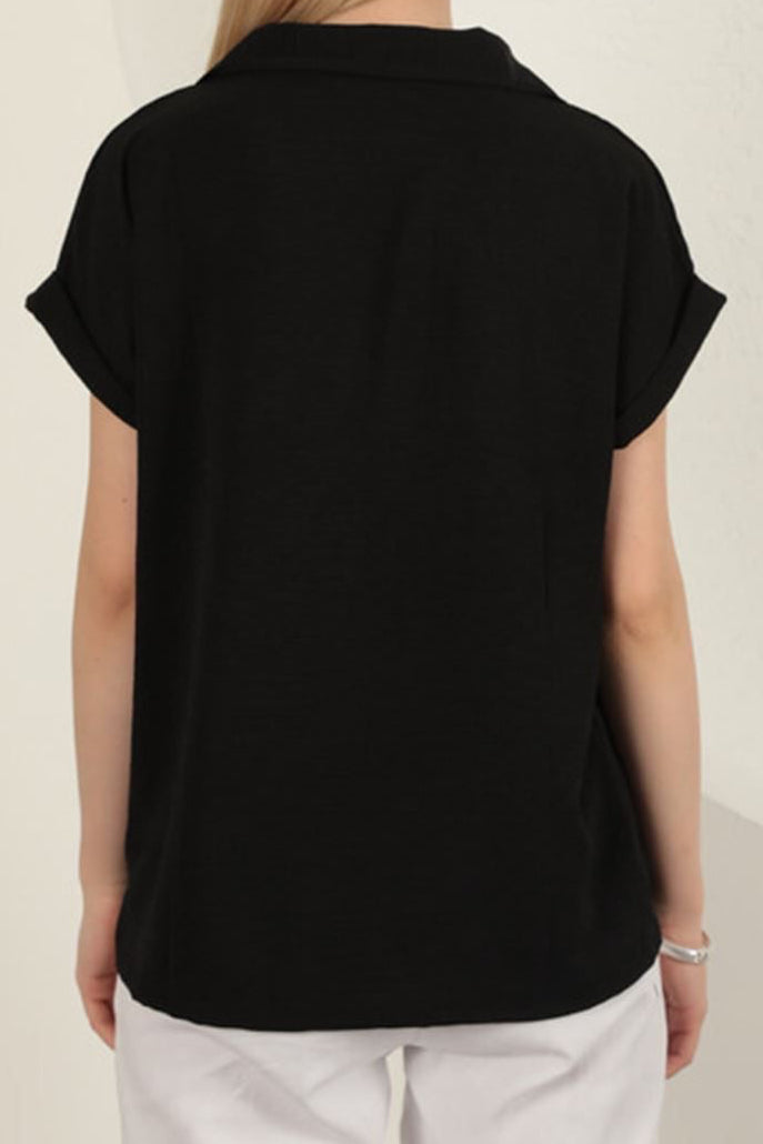 חולצת BREEZE פשתן 100% צבע שחור