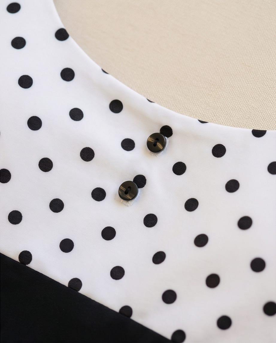 בגד ים שלם דגם פנמה הדפס נקודות / שחור