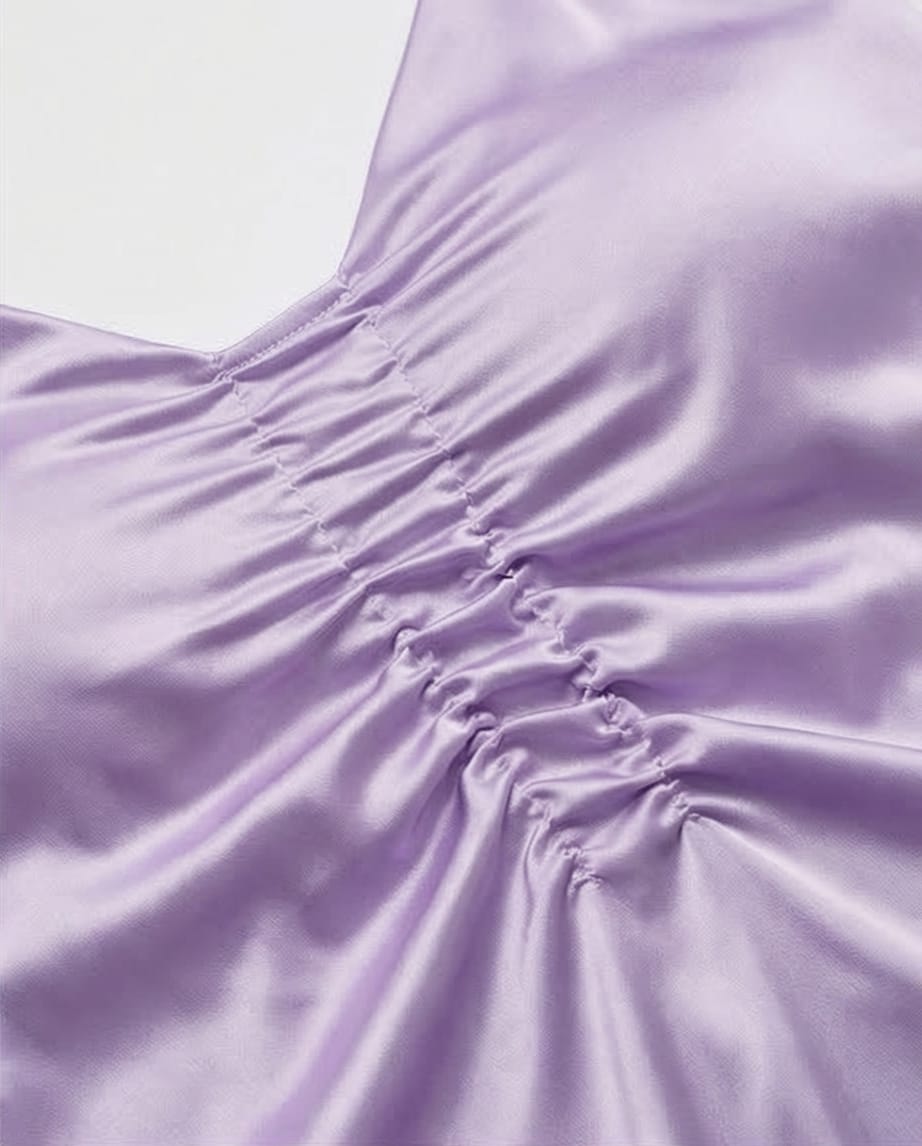 דגם סופיה -שמלת מקסי ויסקוזה משי עם כיווצים מחמיאים