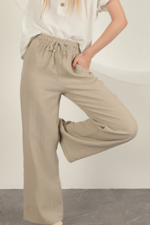 מכנס טטרה אורגני צבע אבן