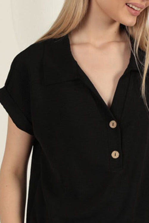 חולצת BREEZE פשתן 100% צבע שחור