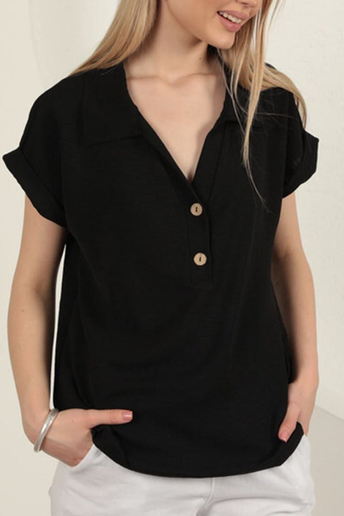 חולצת BREEZE פשתן צבע שחור