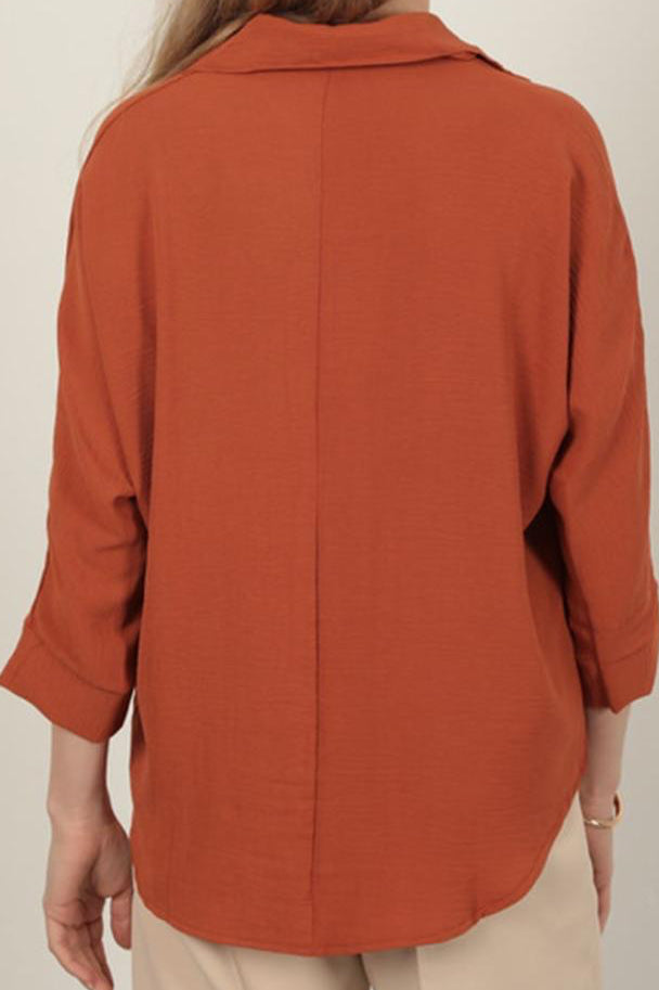 דגם ליה חולצה מכופתרת קינמון