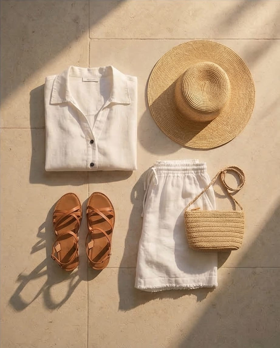 מכנס ברמודה כותנה – לבן