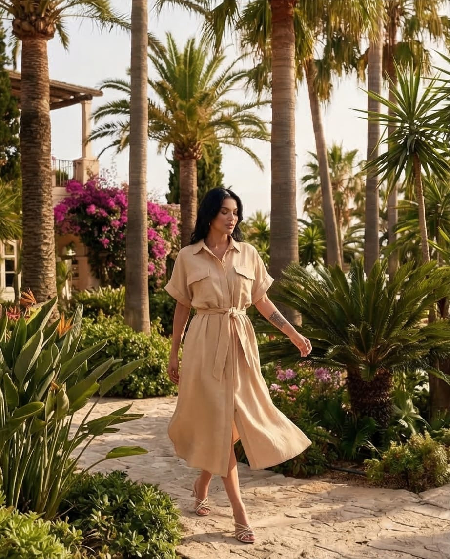 שמלת Siena – גזרת שירט משוחררת עם חגורה