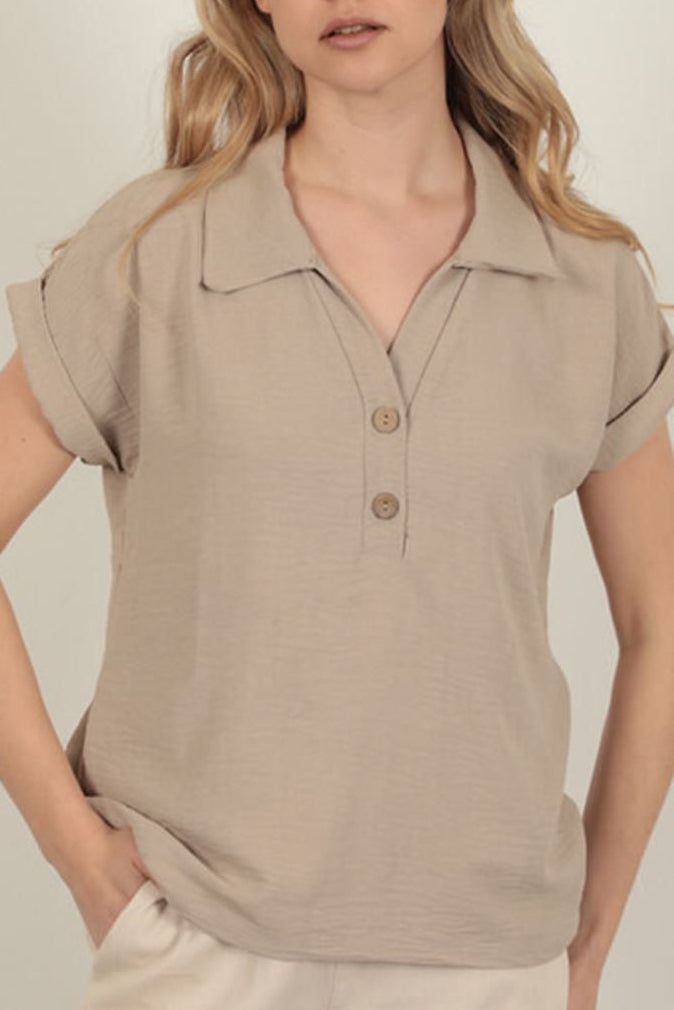 חולצת BREEZE פשתן צבע אבן