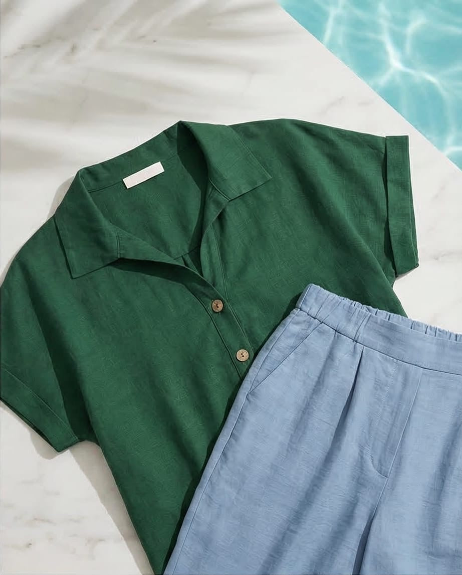 מכנס sky פשתן 100% תכלת