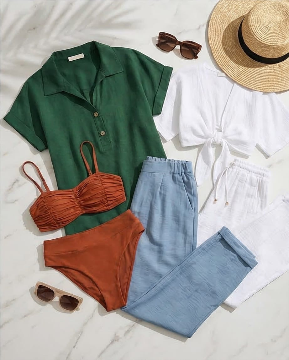 מכנס sky פשתן 100% תכלת