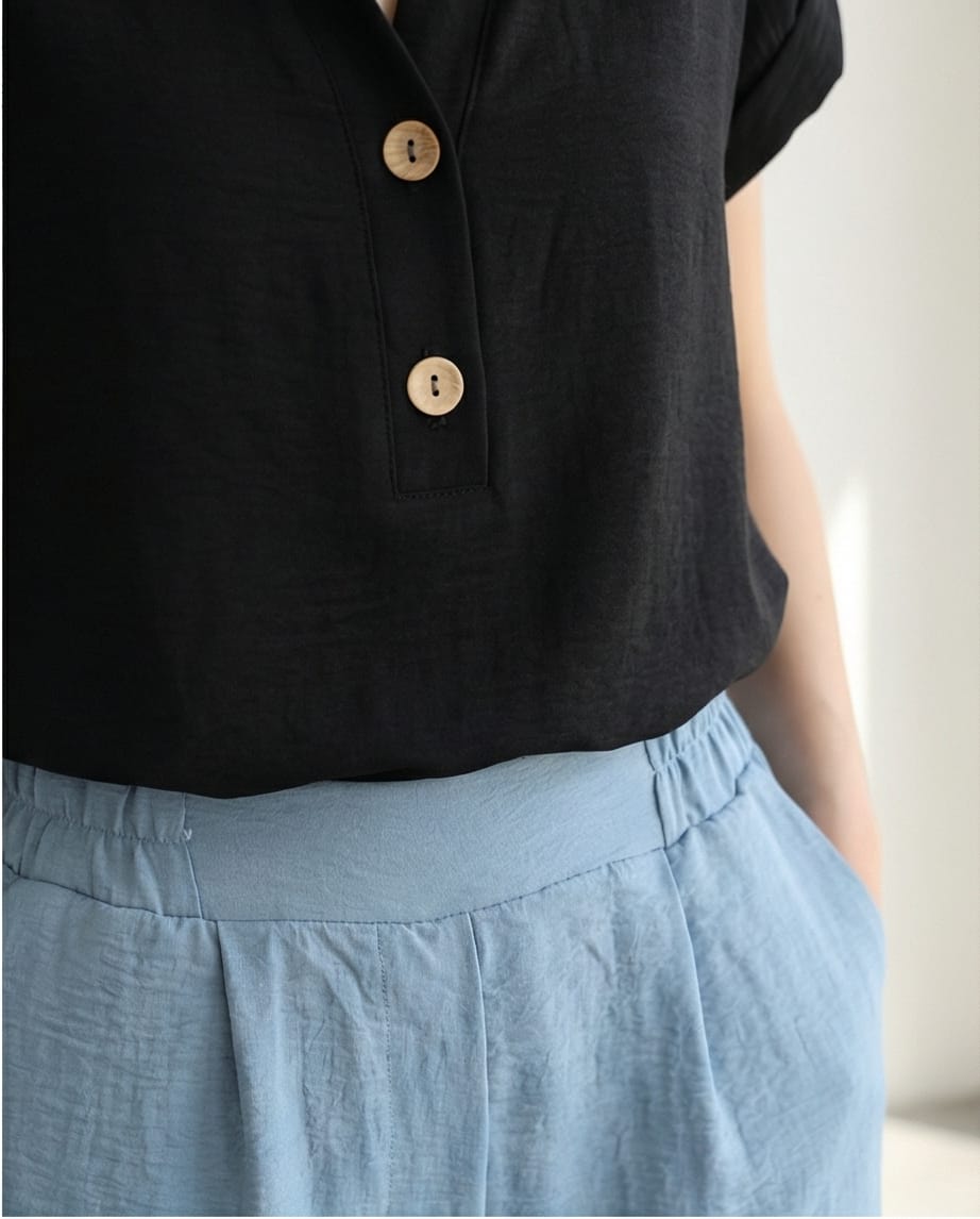 חולצת BREEZE פשתן 100% צבע שחור