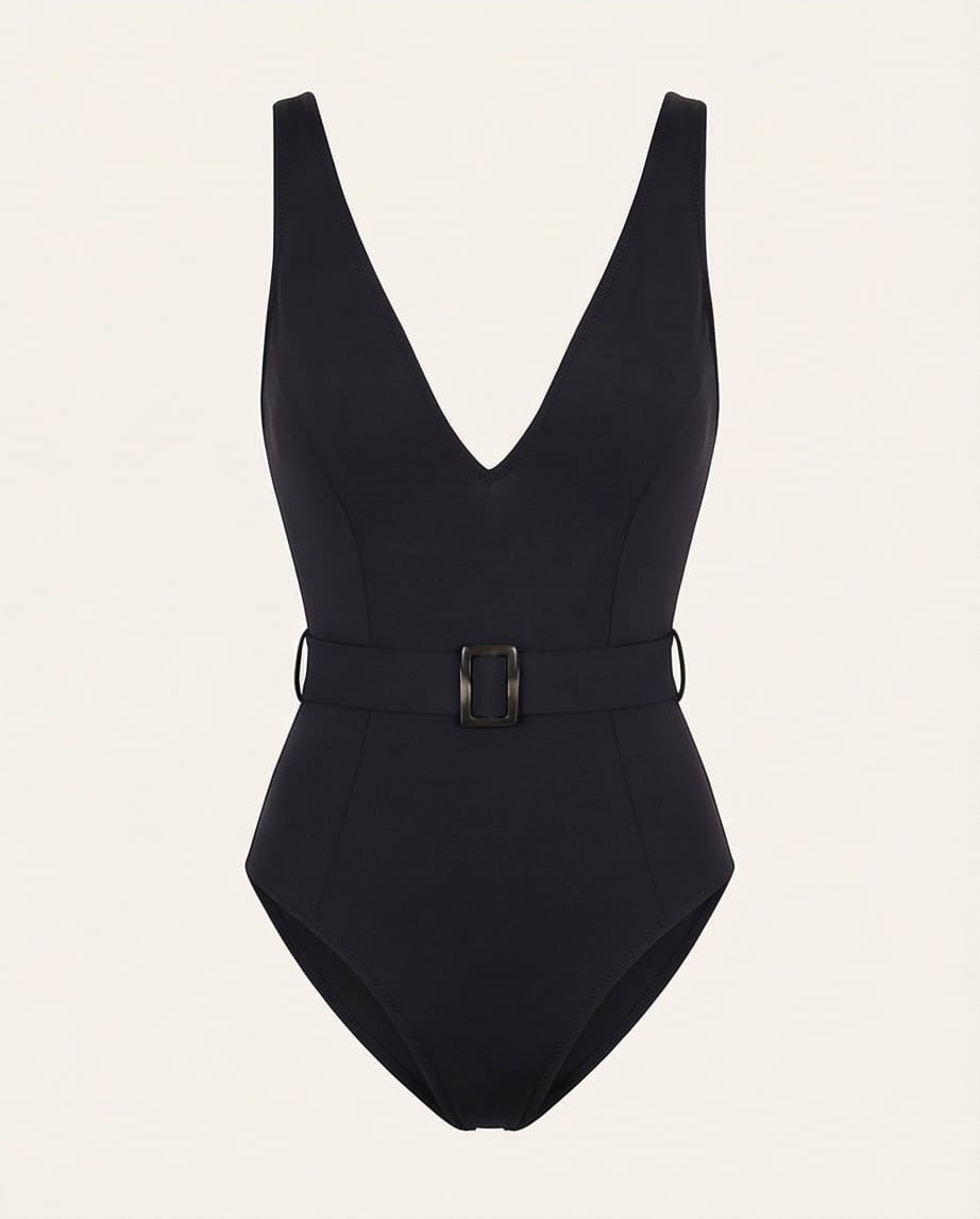 בגד ים שלם דגם ויקטוריה אבזם מרובע שחור