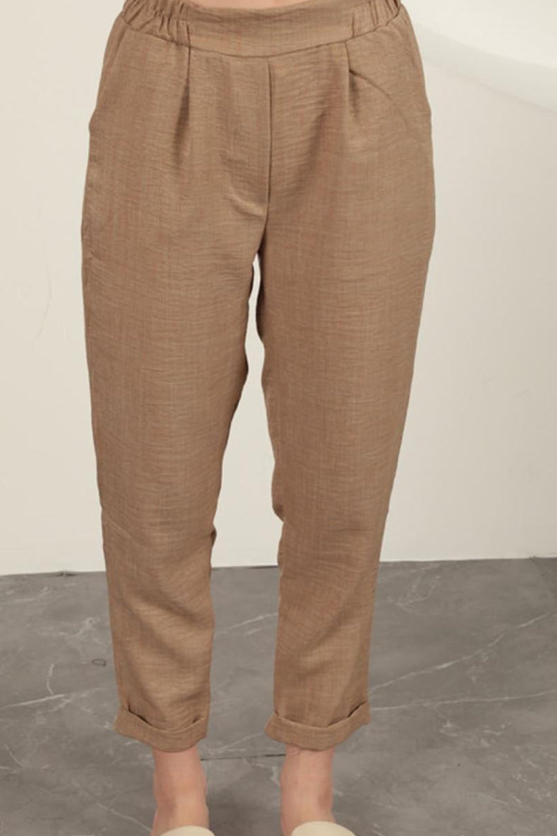 מכנס sky פשתן 100% צבע חום בהיר