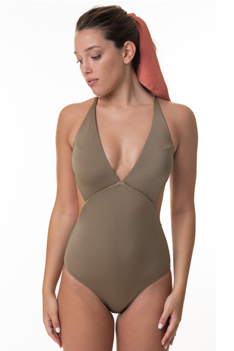 בגד ים שלם צבע ירוק דגם אואסיס