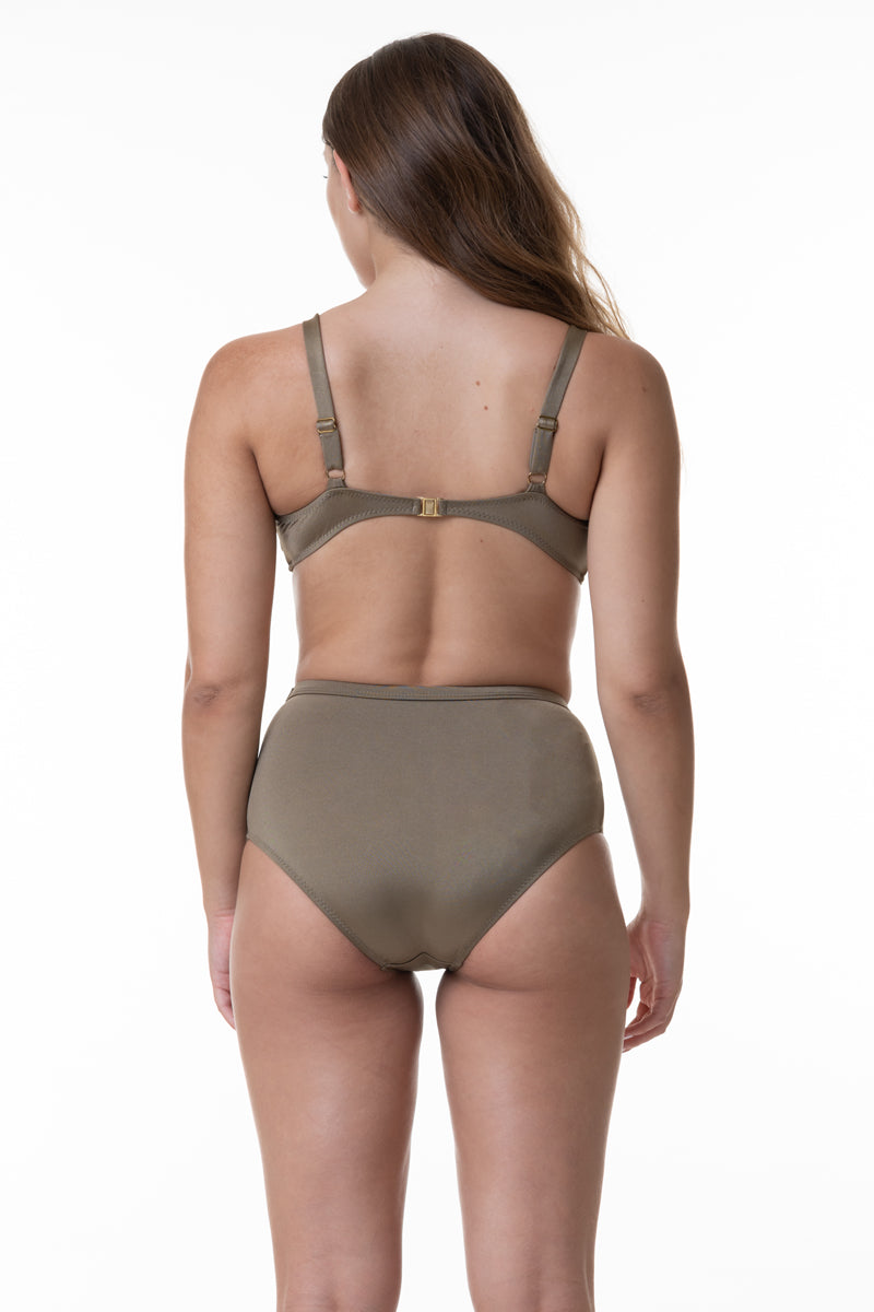 ביקיני תחתון גבוה דגם אמור צבע ירוק חאקי