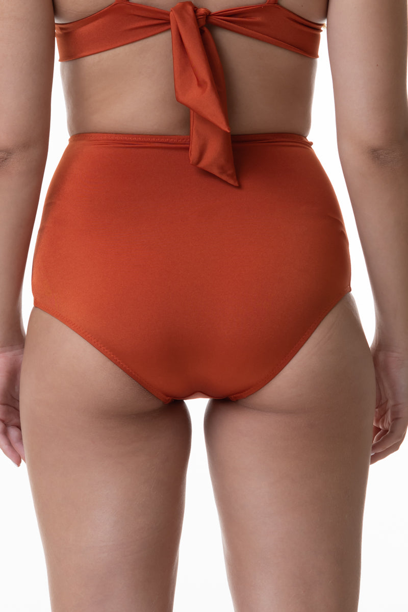 תחתון ביקיני גבוה דגם הונדורס - כתום טרקוטה חם