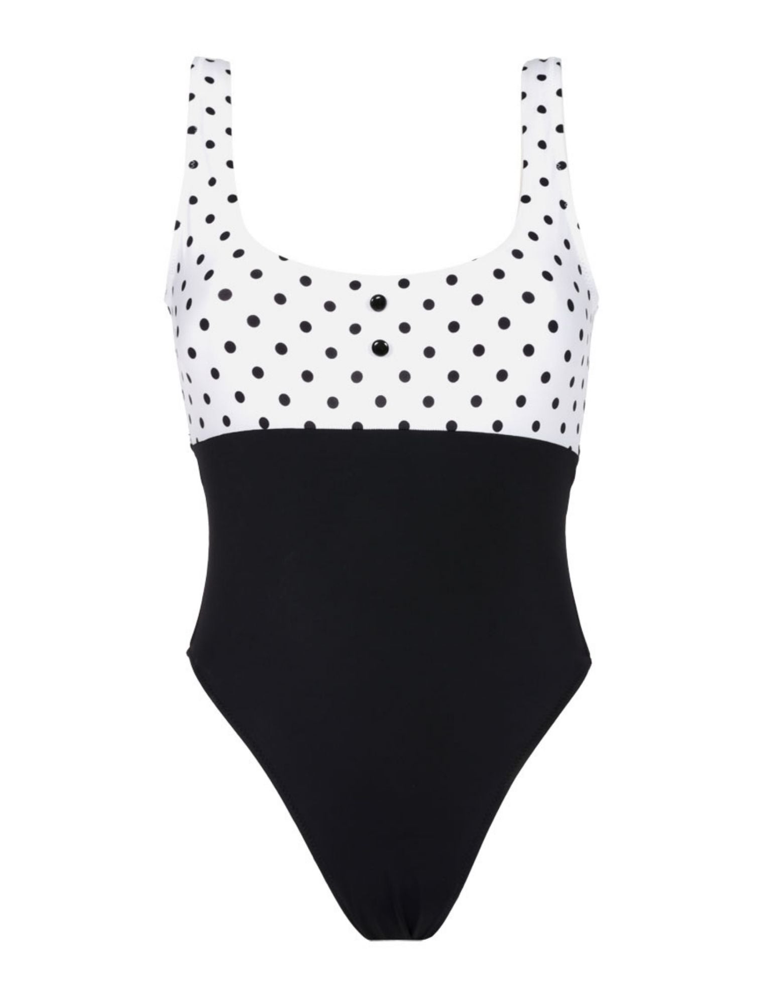 בגד ים שלם דגם פנמה הדפס נקודות / שחור