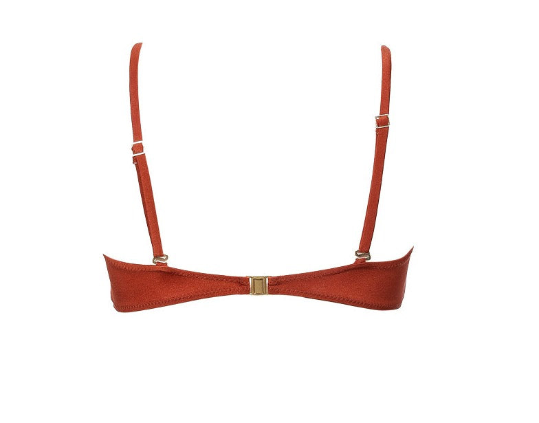 חזיית ביקיני ברזלים דגם לוטוס צבע קינמון