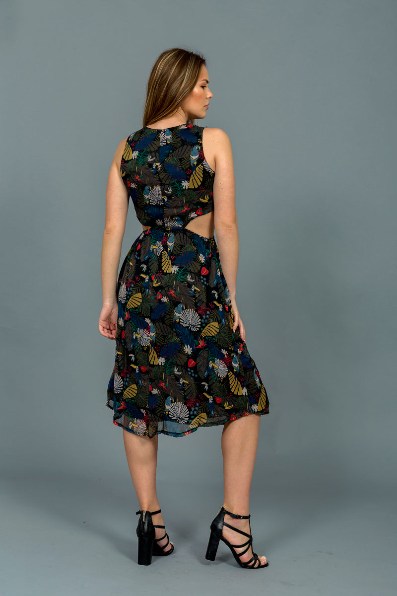 שמלת רייצ'ל הדפס תוכים ג'ונגל