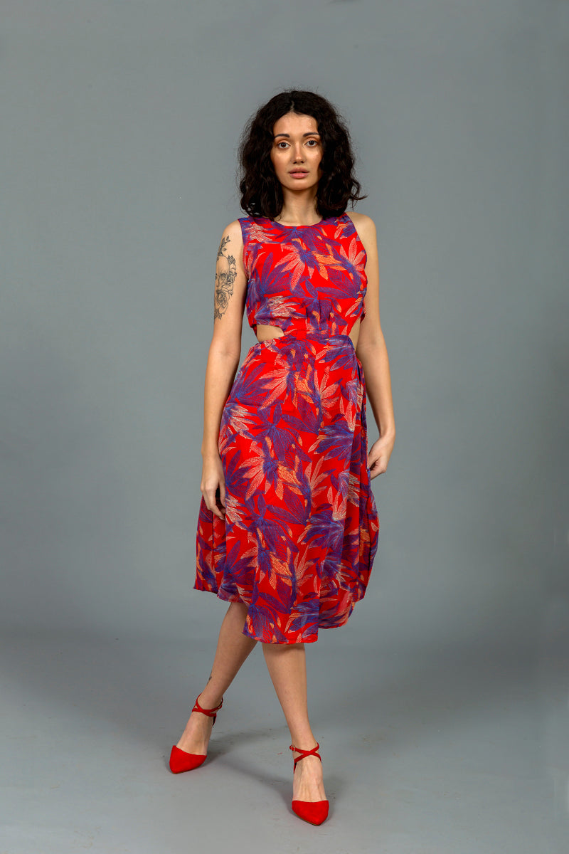 שמלת רייצ'ל הדפס עלים