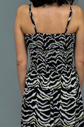 שמלת מקסי הדפס זברה 100% ויסקוזה איכותית בשילוב תחרה מידות 36-42