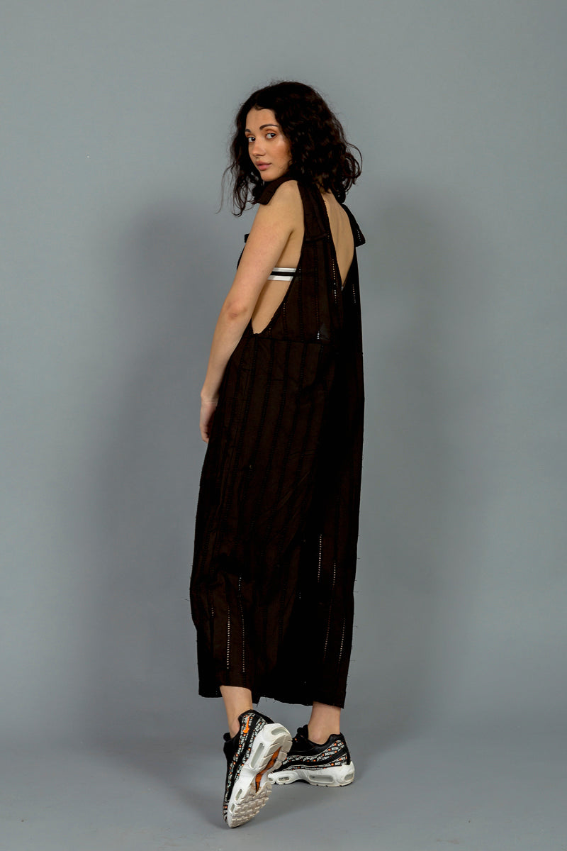 אוברול דגם רוקי שחור/אפור רקמת מרובעים