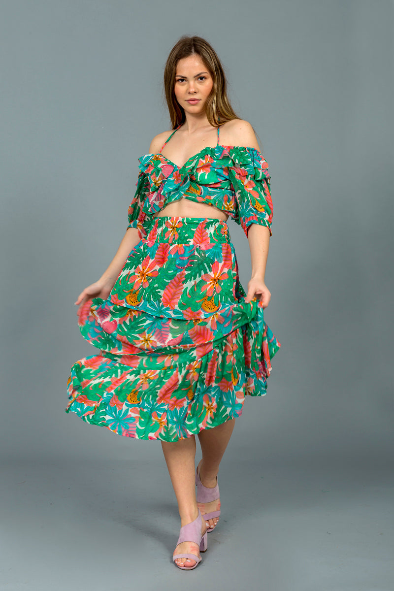 סט קיילי הדפס אקזוטי צבעוני