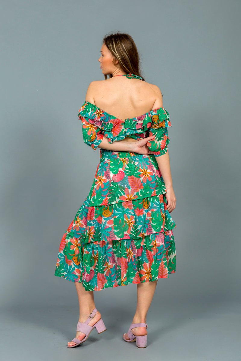 סט קיילי הדפס אקזוטי צבעוני