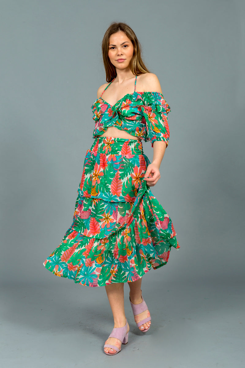 סט קיילי הדפס אקזוטי צבעוני