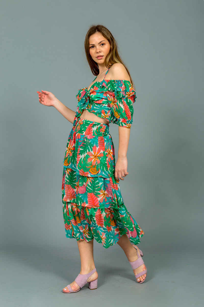 סט קיילי הדפס אקזוטי צבעוני