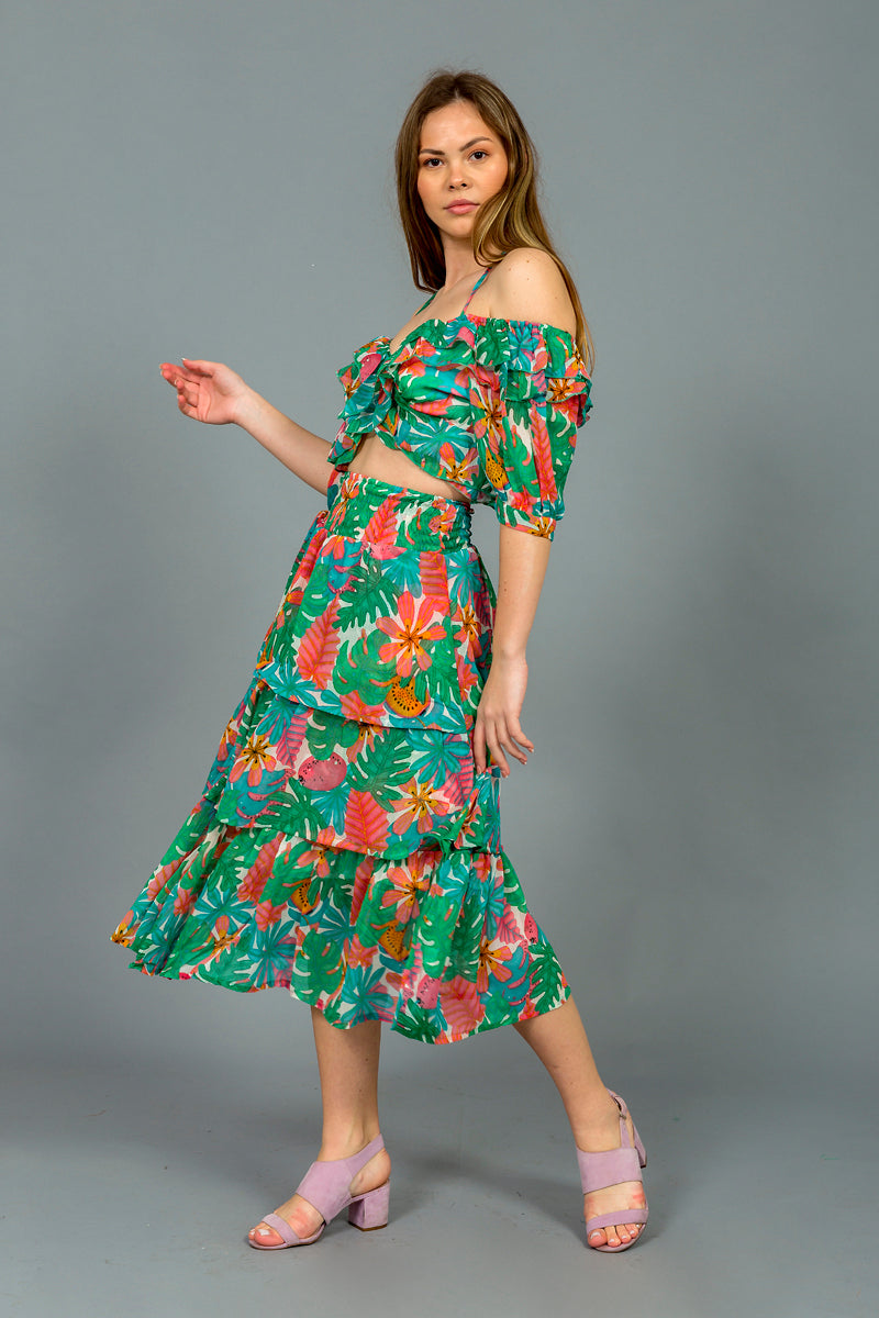 סט קיילי הדפס אקזוטי צבעוני