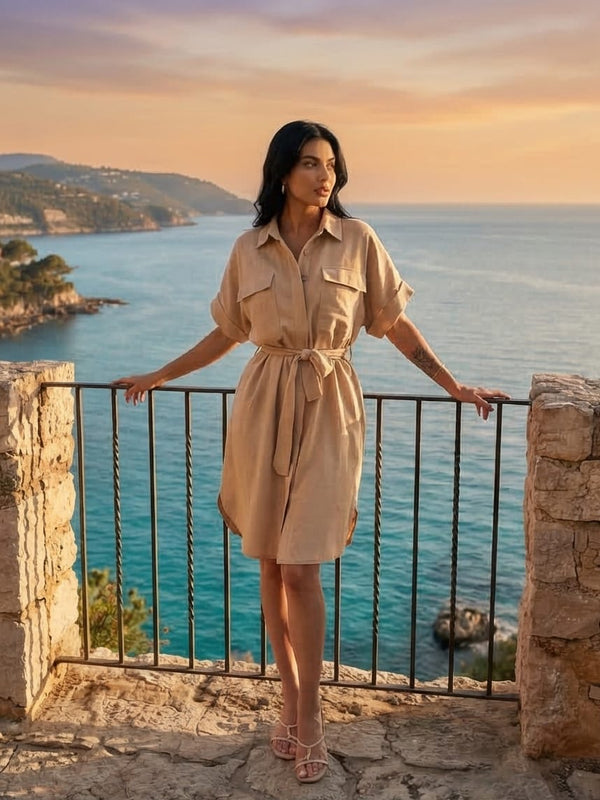 שמלת Siena – גזרת שירט משוחררת עם חגורה