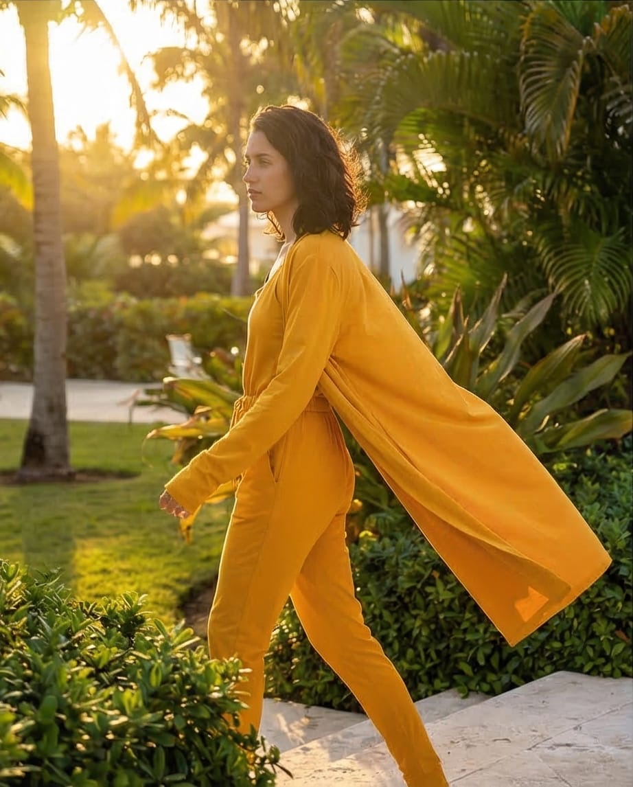 מחיר מיוחד למלאי אחרון. סט ריזורט שני חלקים – אוברול וקרדיגן מידות 36-38