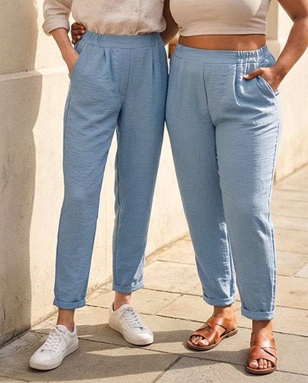 מכנס sky פשתן 100% תכלת