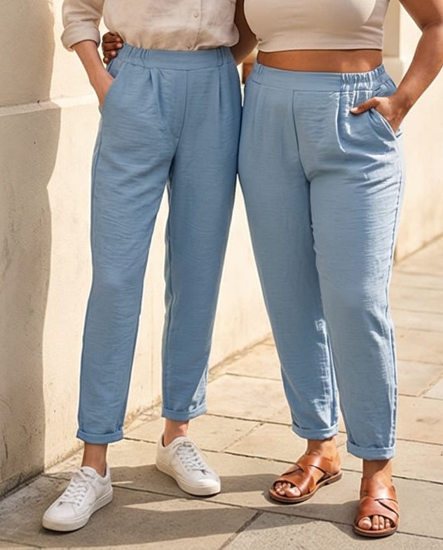 מכנס sky פשתן 100% תכלת