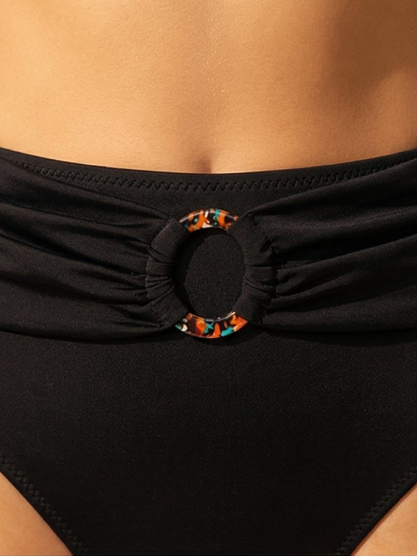 תחתון ביקיני גבוה דגם אמור עם חגורה צבע שחור