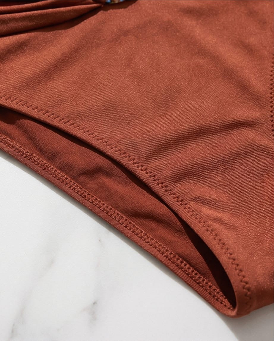 תחתון ביקיני גבוה דגם מלדיביים צבע קינמון