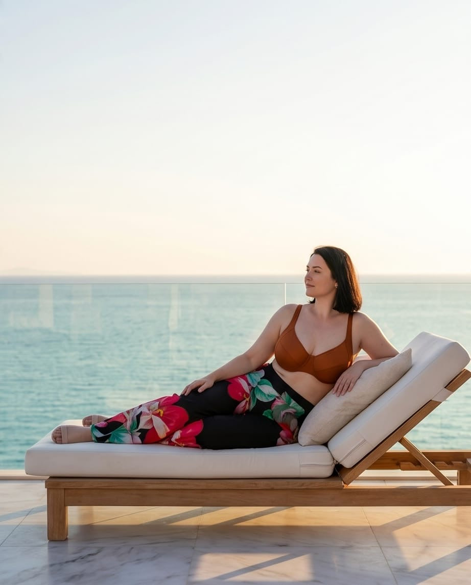 מכנס חוף פריחה שחורה