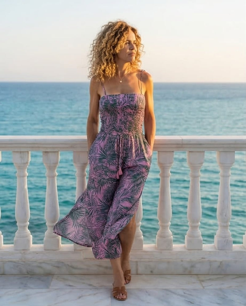 אוברול ויסקוזה משי ורוד מידות 36-38