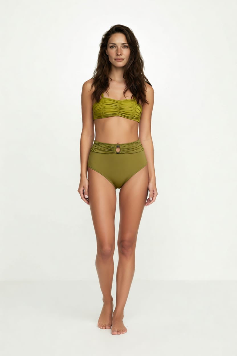 חזיית ביקיני דגם לוטוס סטרפלס ברזלים צבע ירוק