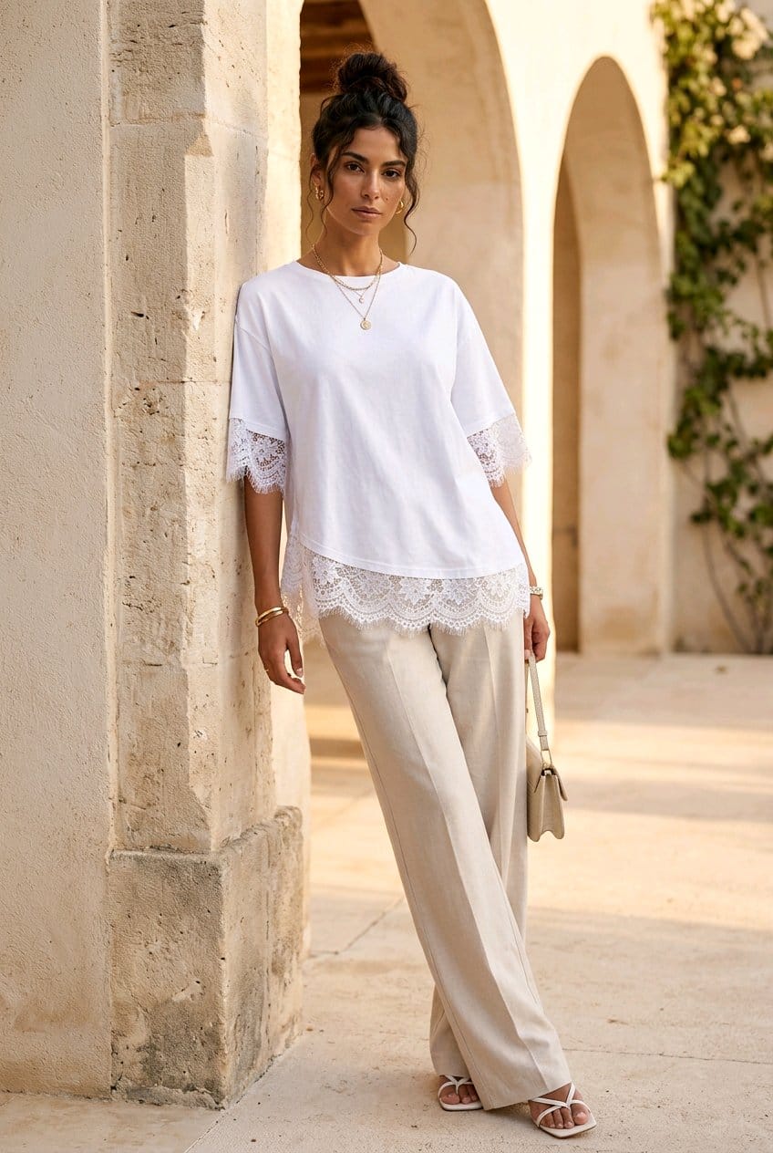 חולצת The Lace Tee – לבן