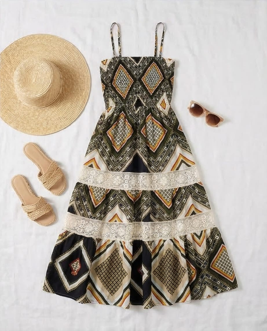 שמלת מידי דגם מרקש – הדפס אתני
100% ויסקוזה