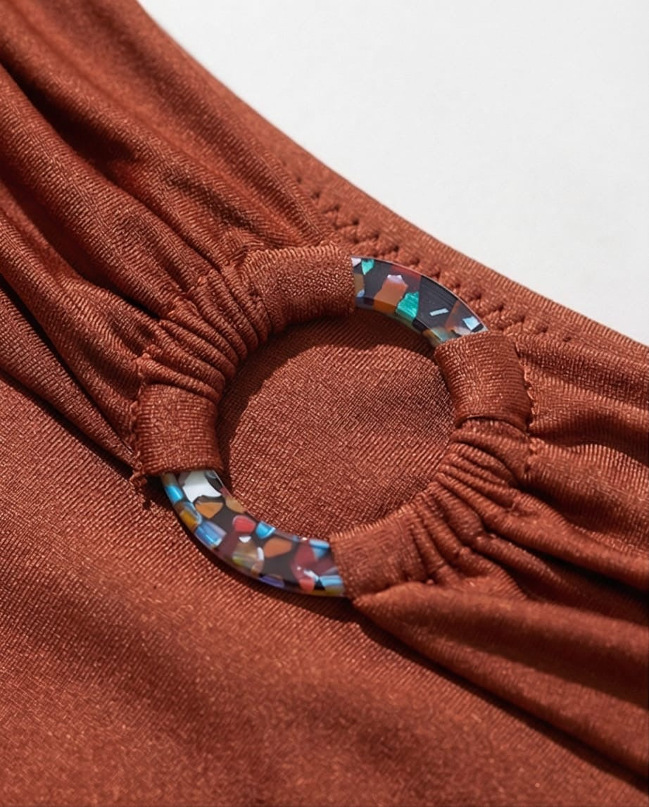 תחתון ביקיני גבוה דגם מלדיביים צבע קינמון